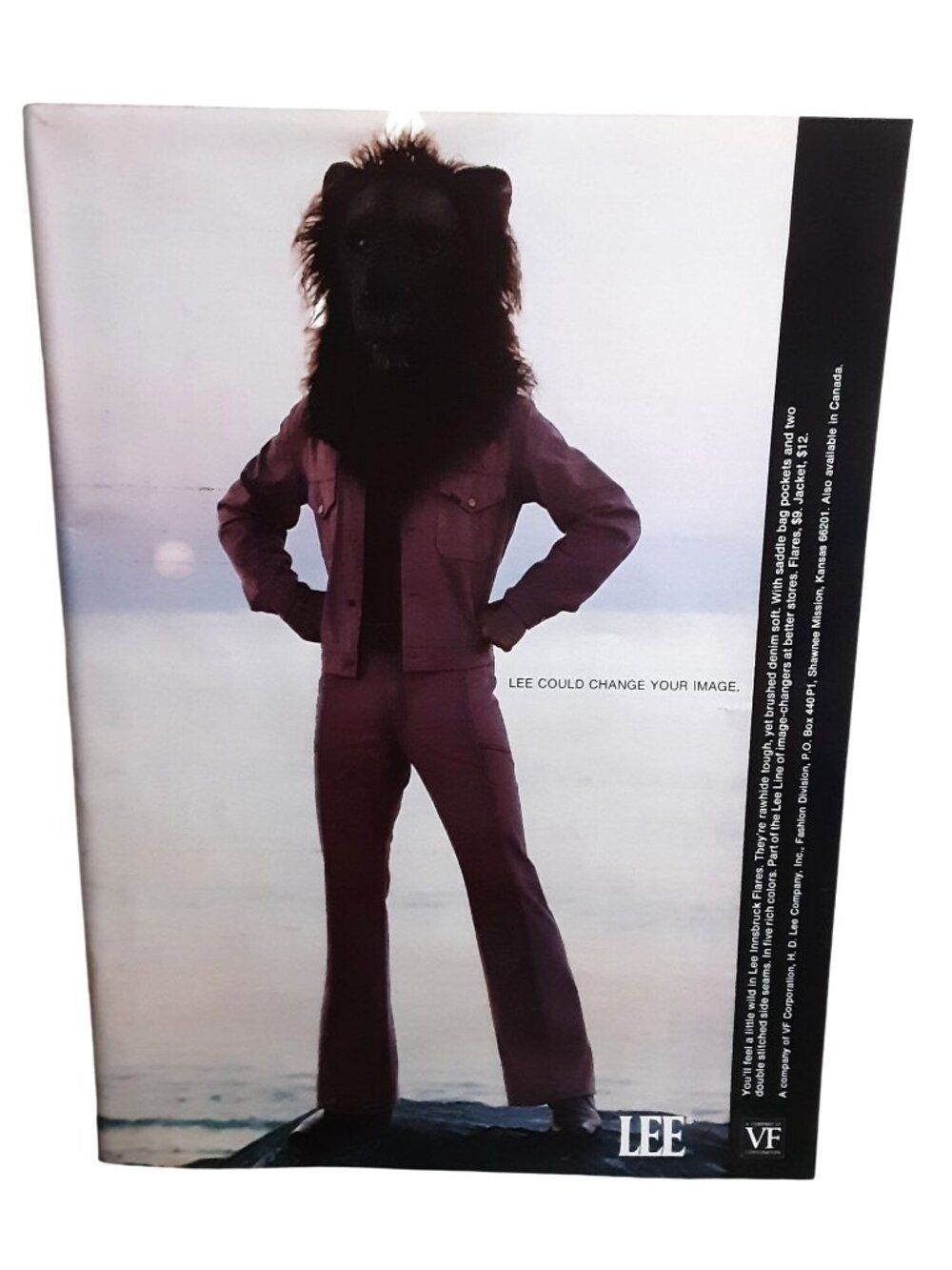 1971 Lee Jeans Denim Flares Lion Head Vintage Fashion Print Ad 8x11